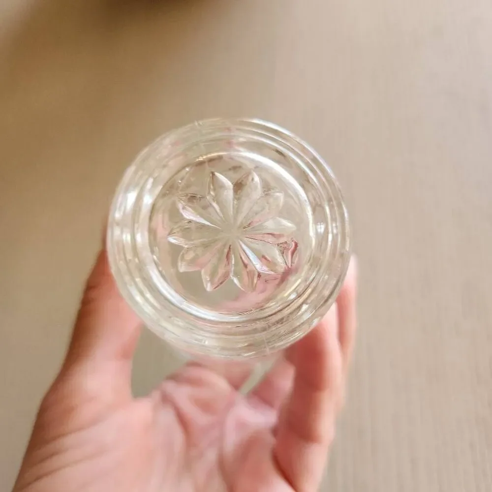 Anchor Hocking 60s vintage pressed clear juice glass mini oatmeal tumbler flared